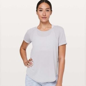Lululemon Open Up Tie Back Tee - Heathered Lavender Grey - Size 2